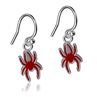 Dayna Designs Sterling Silver Drop Earrings with Red Mascot