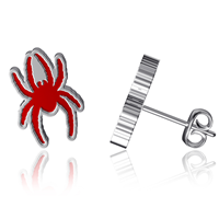 Dayna Designs Sterling Silver Stud Earrings with Red Mascot