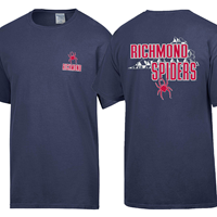 Gear Tee with Mascot Richmond on Front and Back Graphic with State in Navy