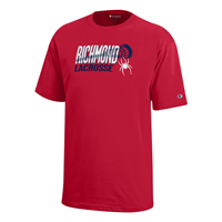 Champion Youth Tee with Richmond Lacrosse Mascot in Red