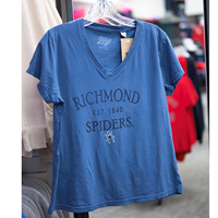 Blue 84 Ladies Cotton Tee with Richmond EST 1840 Spiders Mascot in Navy