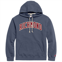 League Hoodie with Richmond in Red with White Outline in Denim